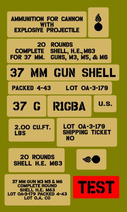 37mm ammo shell box stencil set (Mk3)