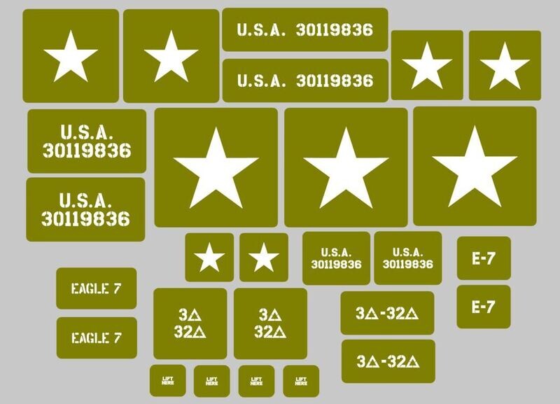 1/6th 1:6 Scale Armortek Pershing M26 tank "SPICY" "HELL" "FIREBALL" "EAGLE 7"  stencil set