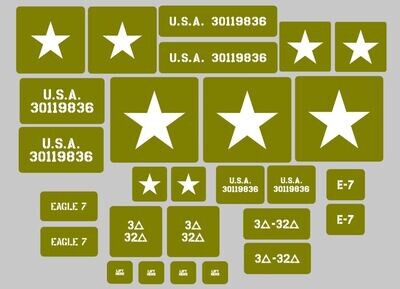 1/6th 1:6 Scale Armortek Pershing M26 tank "SPICY" "HELL" "FIREBALL" "EAGLE 7"  stencil set