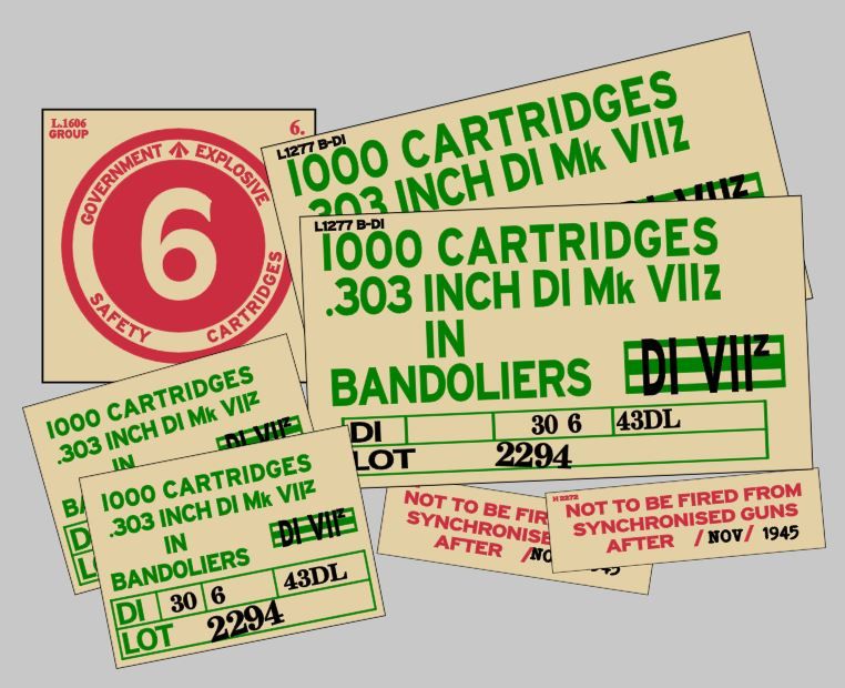 303 inch Cartridges in Bandoliers Box Crate labels
