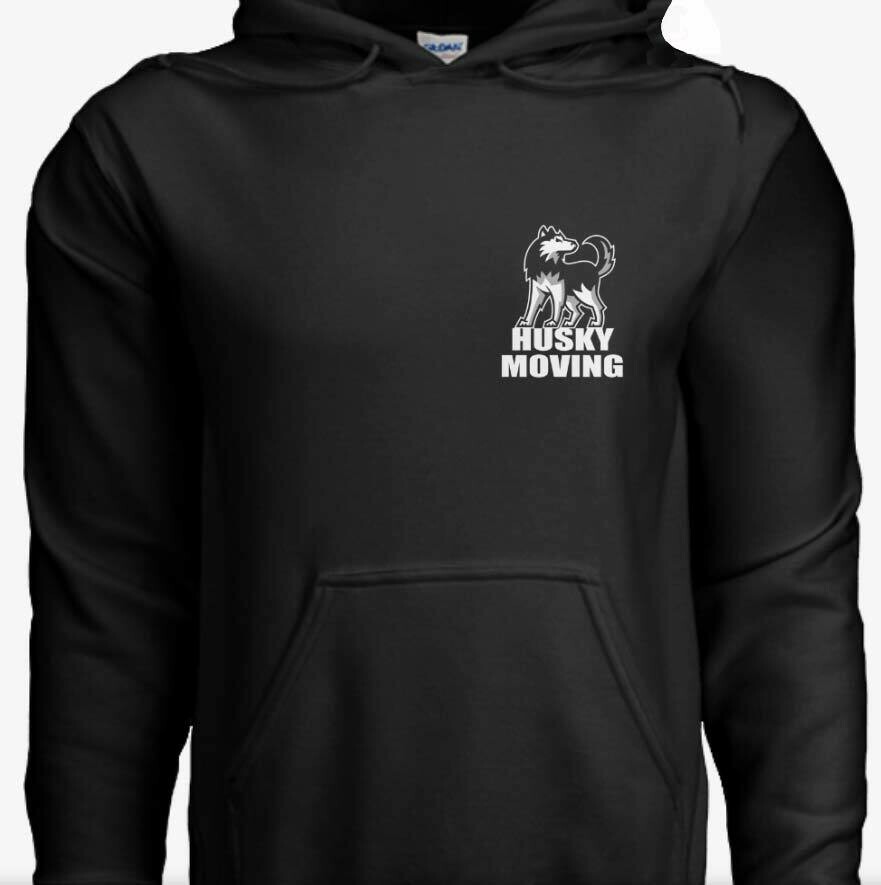 Black Husky Moving Adult Heavy Blend 8 oz., 50/50 Hood by Gildan