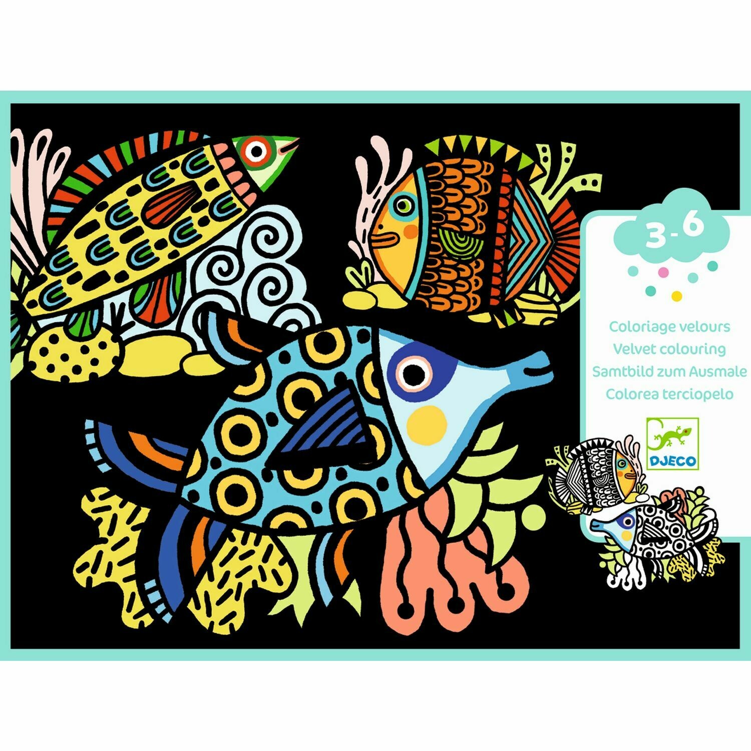 Kleines Kreativ-Set  - SAMTBILDER AUSMALEN - FISCHE