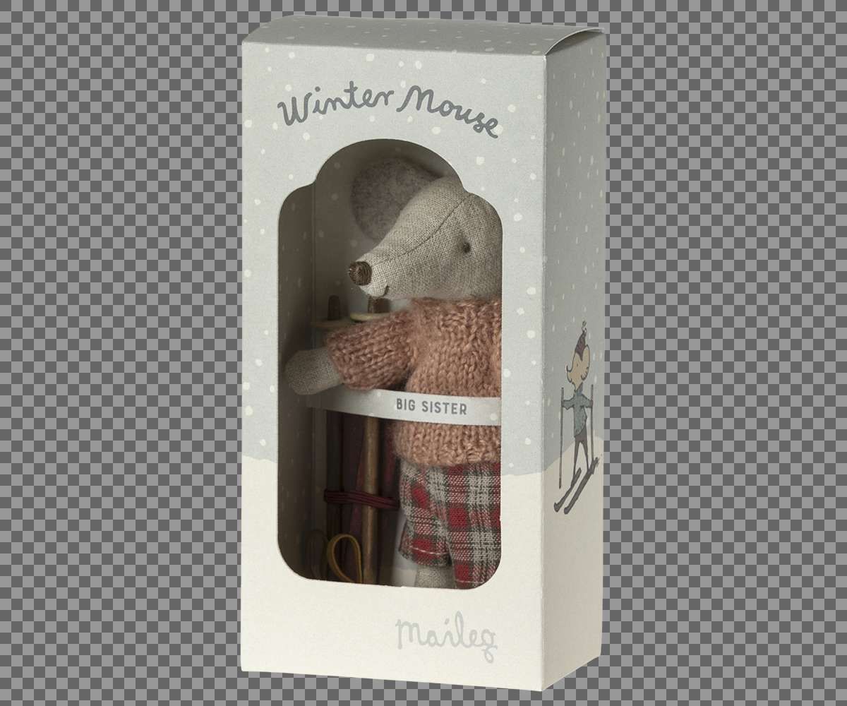 MAILEG - Wintermaus mit Ski - "Große Schwester"