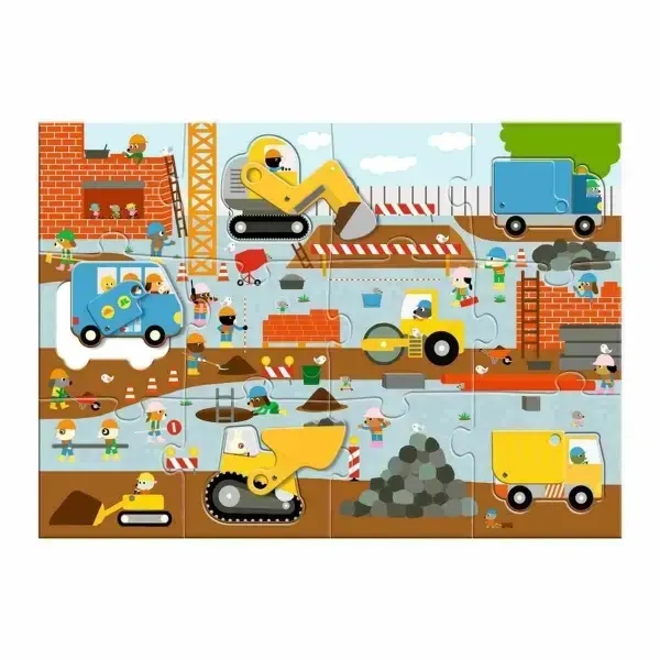 Bodenpuzzle - Bodenpuzzle - "Baustelle - 12 + 5 Teile" von Djeco