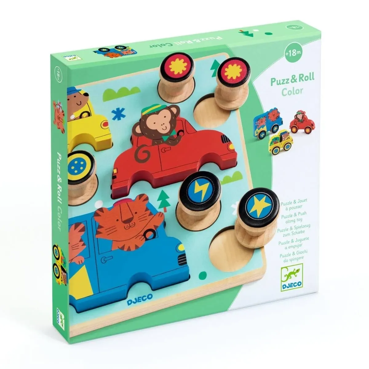Holzpuzzle - 2in1 PUZZ & ROLL COLOR von Djeco Holzpuzzle - 2in1 PUZZ & ROLL COLOR von Djeco