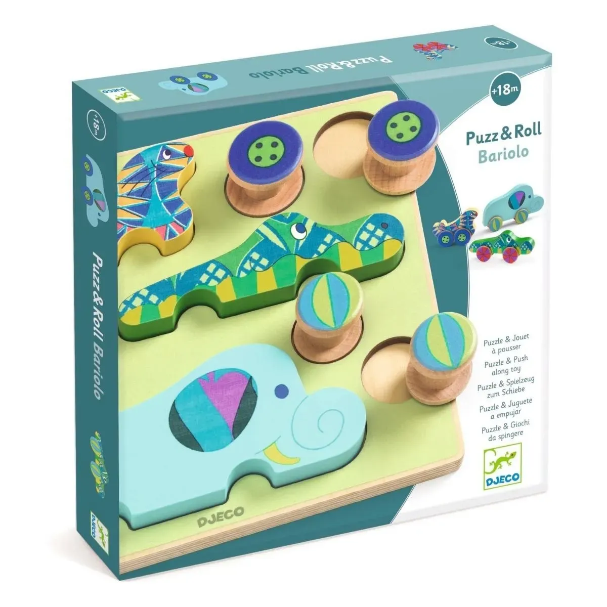 Holzpuzzle - 2in1 PUZZ & ROLL BARIOLO von Djeco Holzpuzzle - 2in1 PUZZ & ROLL BARIOLO von Djeco
