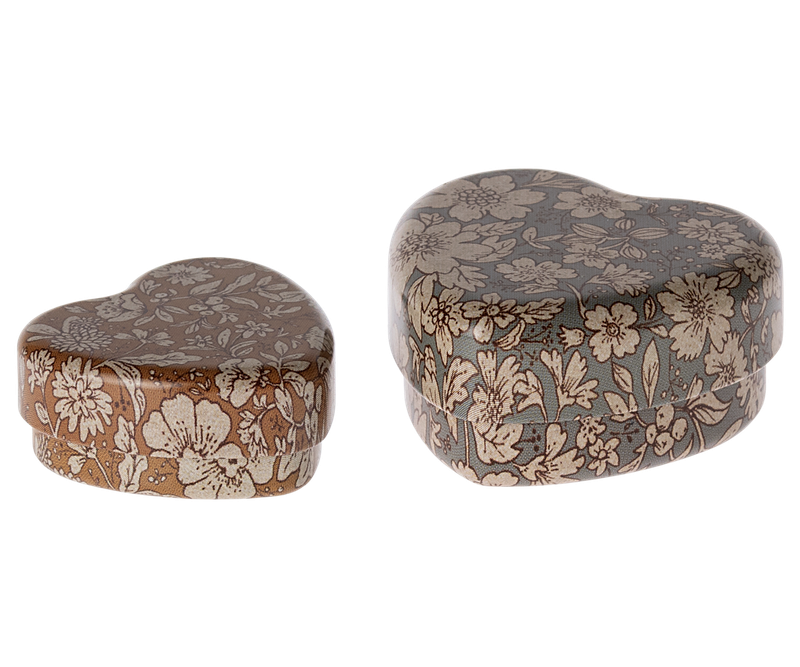 MAILEG - Herzbox aus Metall (2teilig) - "Blau/Ocker"