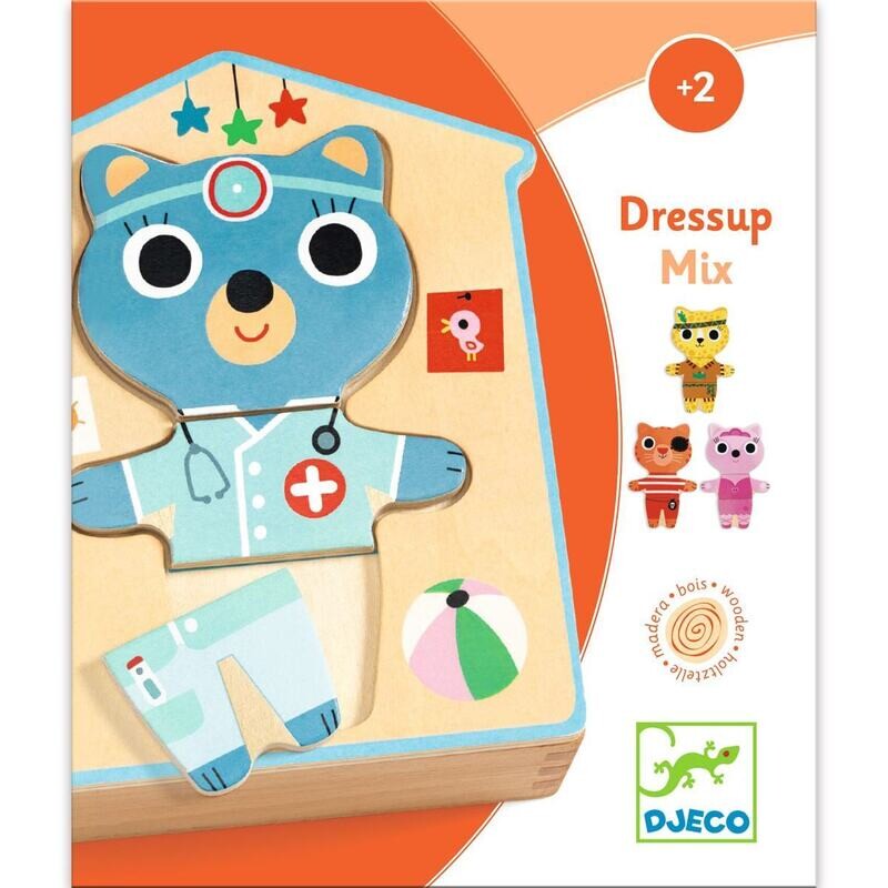 6 Holzpuzzle - DRESSUP MIX
