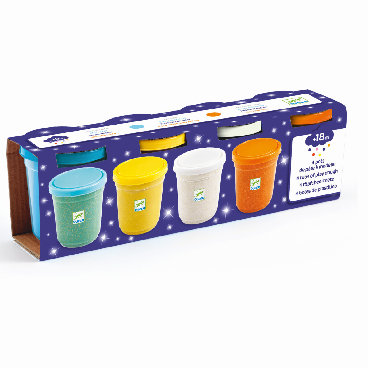 4 TÖPFCHEN KNETE - GLITZERKNETE von DJECO