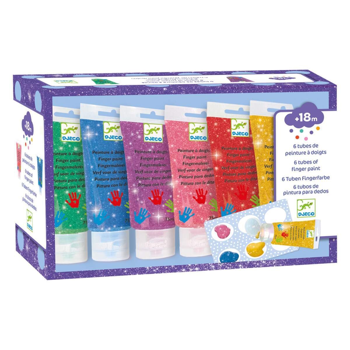 GLITZERNDE FINGERFARBEN - 6 TUBEN