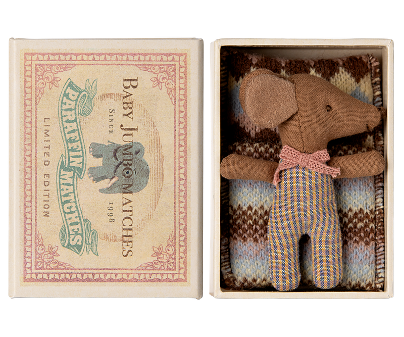 MAILEG - Sleepy wakey baby maus in Streichholzschachtel - "Rose"