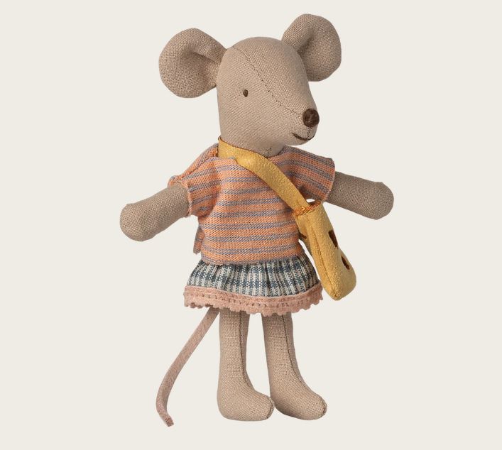 MAILEG - Kleine Schwester Maus mit Tasche MAILEG - Kleine Schwester Maus mit Tasche