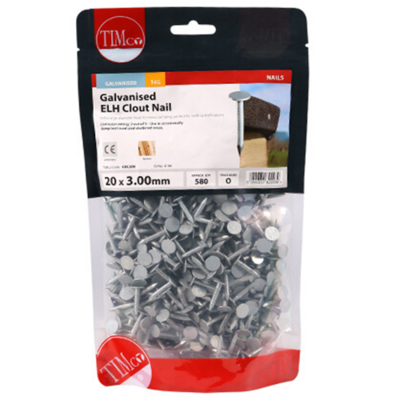20mm Galvanised ELH Clout Nails 1KG