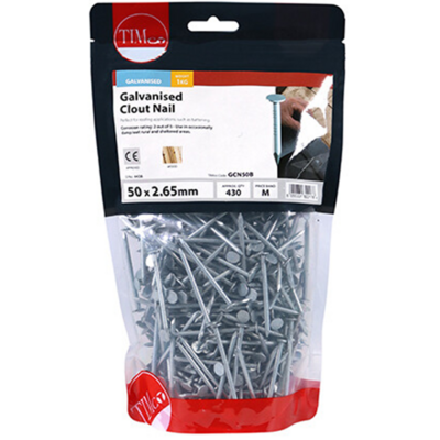 50mm Galvanised ELH Clout Nails 1KG