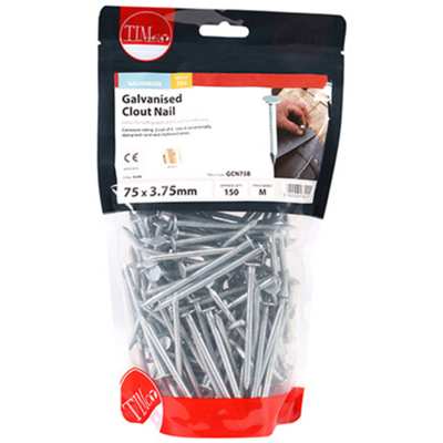 75mm Galvanised ELH Clout Nails 1KG