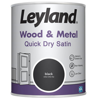Leyland Quick Dry Satin Black 750ml