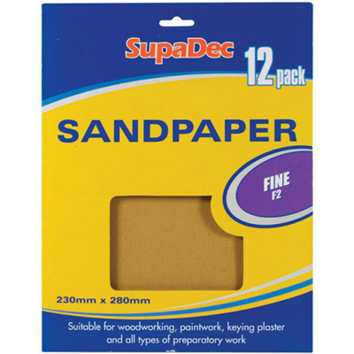 General Purpose Sandpaper Pack 12 Fine