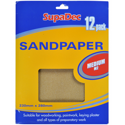 General Purpose Sandpaper Pack 12 Medium