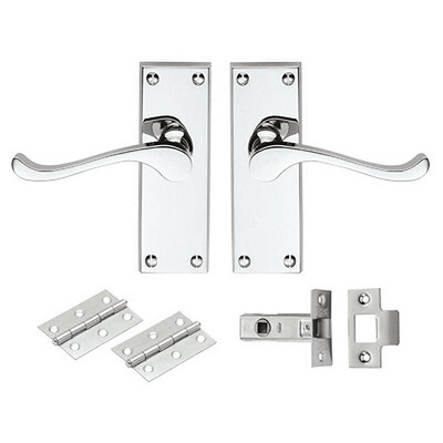 Victorian Scroll Latch Pack - Polished Chrome