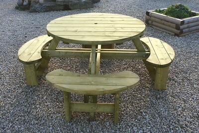 1.94m Round Table & Bench