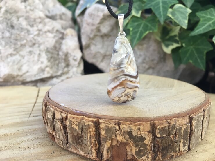 Collier Agate Plume AA+ Naturelle Brésil - Ancrage et Équilibre émotionnel - Pierre Qualité Supérieure