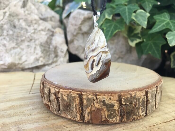 Collier Agate Plume AA+ Naturelle Brésil - Ancrage et Équilibre émotionnel - Pierre Qualité Supérieure