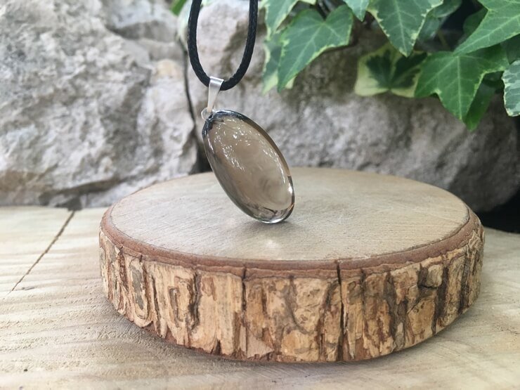 Collier Quartz Fumé AAA Naturel Brésil - Recentrage et Élévation de l’âme - Pierre Top Qualité (la meilleure)