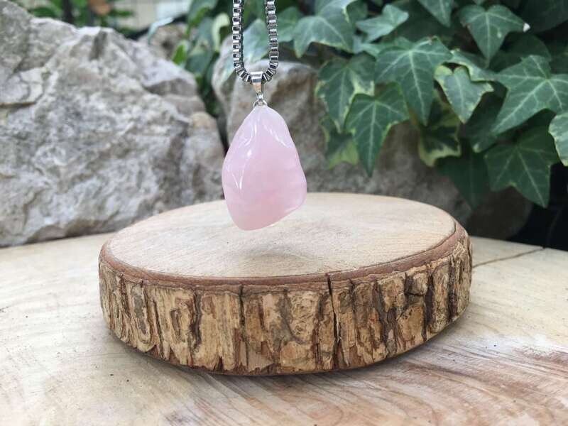 Chaîne et Quartz rose AA Naturel Brésil - Amour et Paix intérieure - Pierre Qualité Supérieure