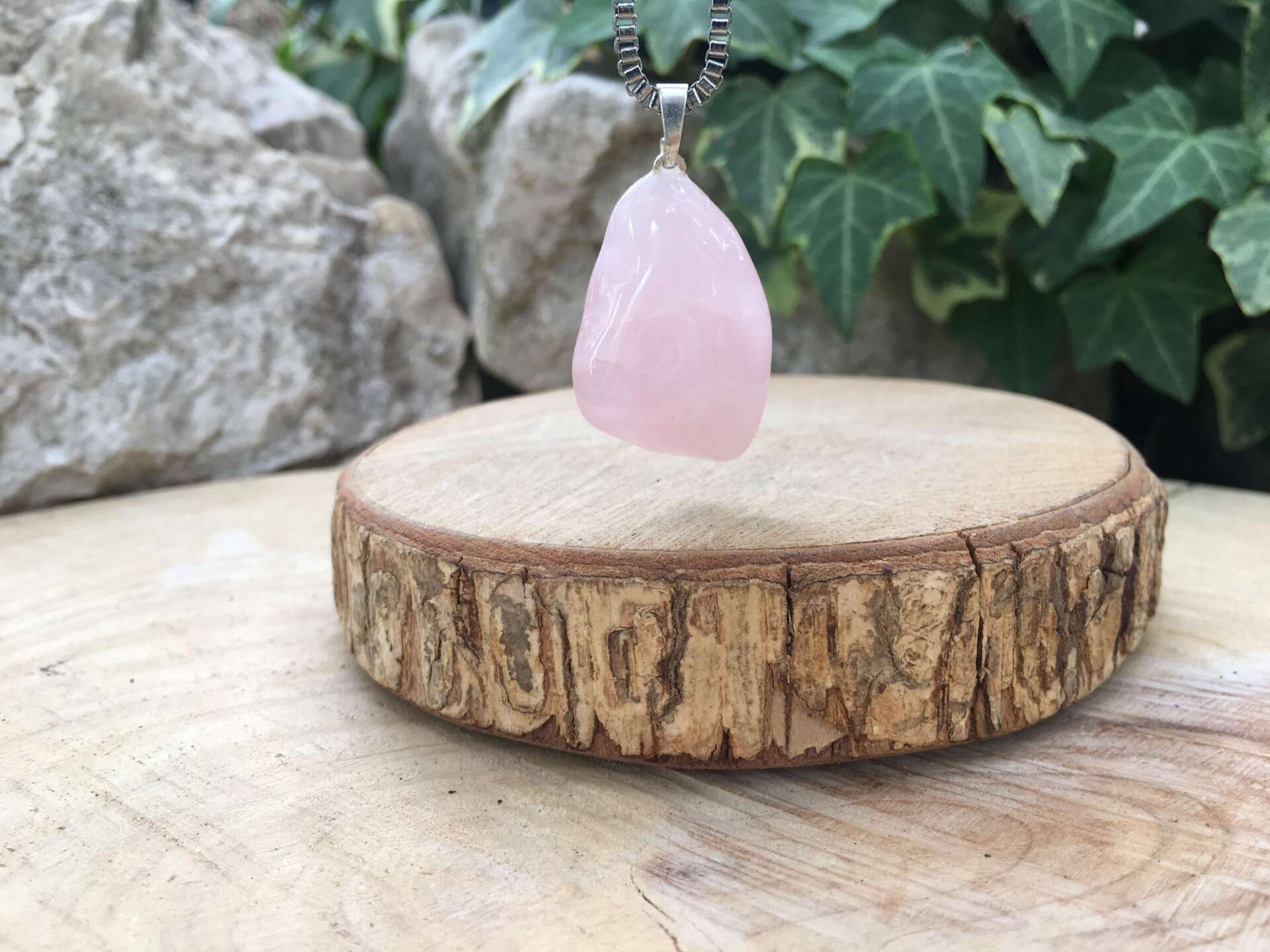Chaîne et Quartz rose AA Naturel Brésil - Amour et Paix intérieure - Pierre Qualité Supérieure