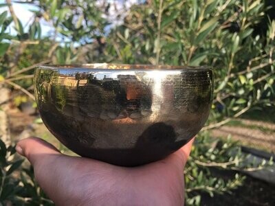 Bol tibétain Ishana martelé à la main,12 cm, 495 g, maillet offert