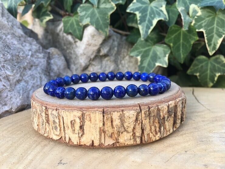 Bracelet Lapis Lazuli AA+ Naturel Afghanistan - Rêve prémonitoire et intellect - Pierre Qualité Exceptionnelle
