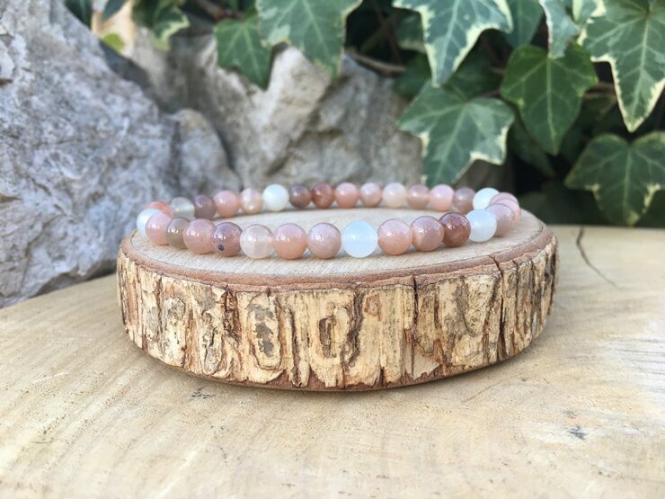 Bracelet Pierre de Lune Multicolore AA+ Naturelle Tanzanie - Protection et Perception Extrasensorielle - Pierre Qualité Exceptionnelle