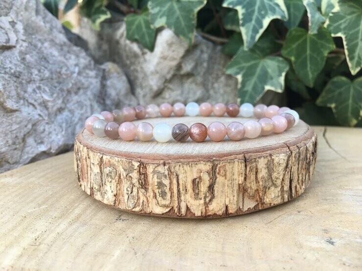 Bracelet Pierre de Lune Multicolore AA+ Naturelle Tanzanie - Protection et Perception Extrasensorielle - Pierre Qualité Exceptionnelle