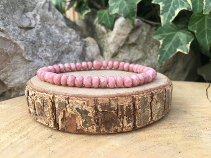 Bracelet Thulite A et Rhodochrosite AA+ Naturelles - Anti-stress & Estime de soi