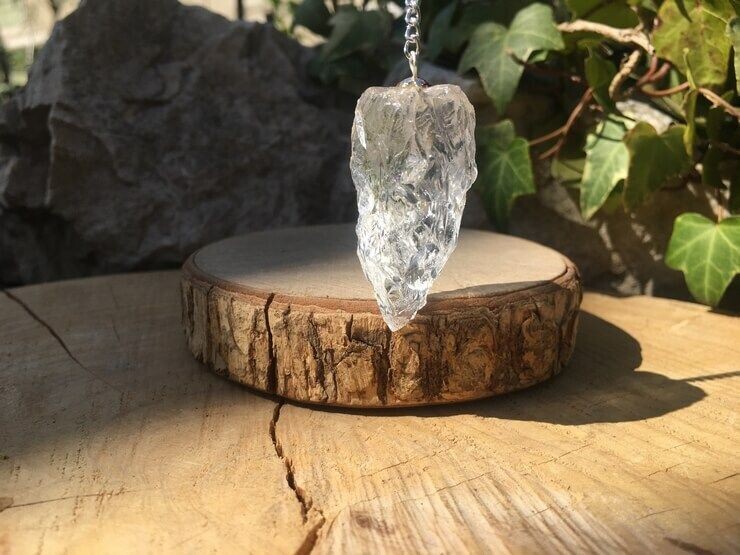 Pendule Cristal de roche brut Extra Naturel - Pierre Top Qualité (la meilleure)