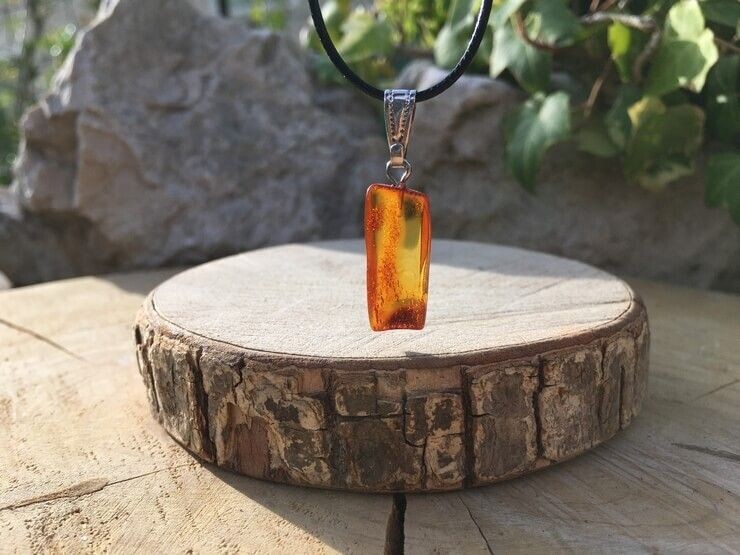 Cordon et Pendentif Ambre Cognac AAA - Mer Baltique - Ambre Naturel Qualité Exceptionnelle