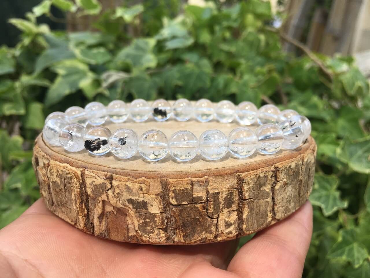 Bracelet Diamant d’Herkimer AA+ - Inclusions d’Anthraxolites - USA - Pierre Naturelle Exceptionnelle