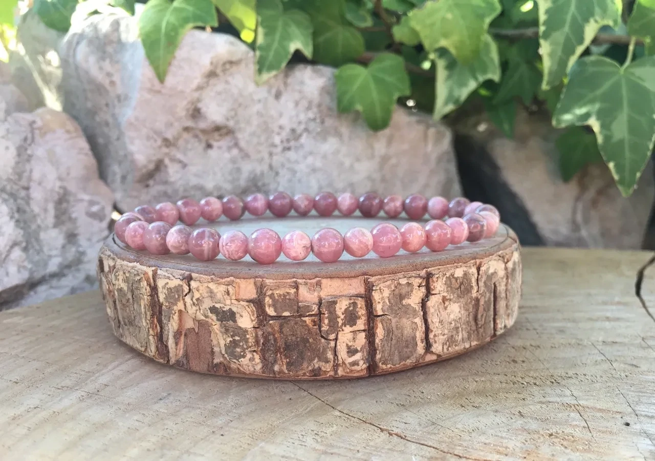 Bracelet Rhodochrosite AA+ - Argentine - Pierre Naturelle Rare Qualité Exceptionnelle