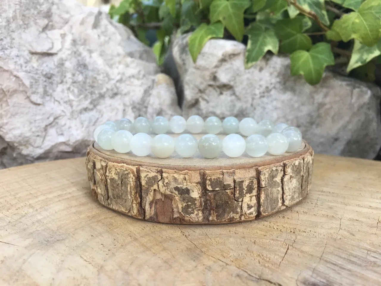 Bracelet Pierre de Lune blanche AA+ Naturelle Inde - Protection et Perception Extrasensorielle - Pierre Qualité Exceptionnelle