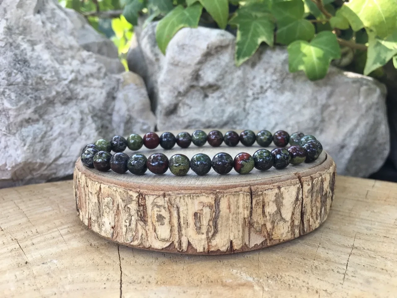 Bracelet Jaspe sang de Dragon AA Naturel Brésil - Confiance en soi et Persévérance - Pierre Qualité Supérieure