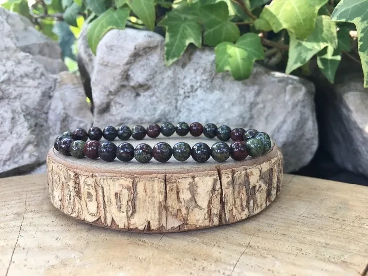 Bracelet Jaspe sang de Dragon AA Naturel Brésil - Confiance en soi et Persévérance - Pierre Qualité Supérieure