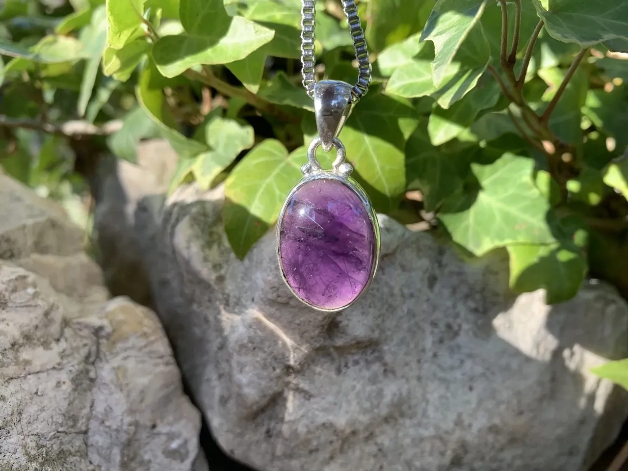 Pendentif Améthyste AAA Argent 925 - chaîne incluse