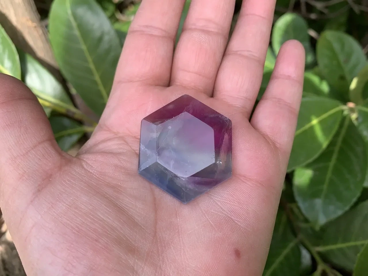 Hexagone Fluorine ou Fluorite Arc-en-ciel AA+ - Chine - Onde de forme Géométrie Sacrée - Pierre naturelle Qualité Exceptionnelle