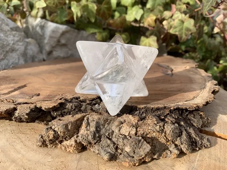 Merkaba Cristal de Roche A Naturel - Brésil - Onde de Forme Géométrie Sacrée
