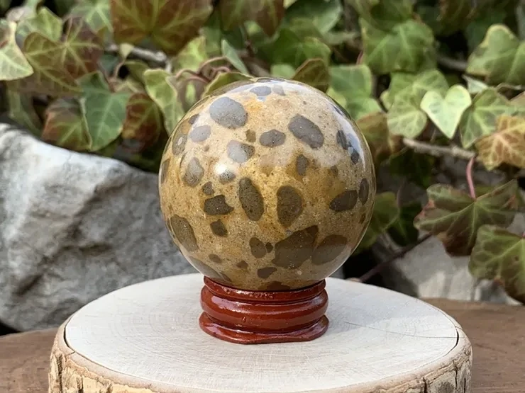 Sphère Jaspe Léopard AA (47 mm - 153 g) Brésil Pierre Naturelle Qualité Supérieure