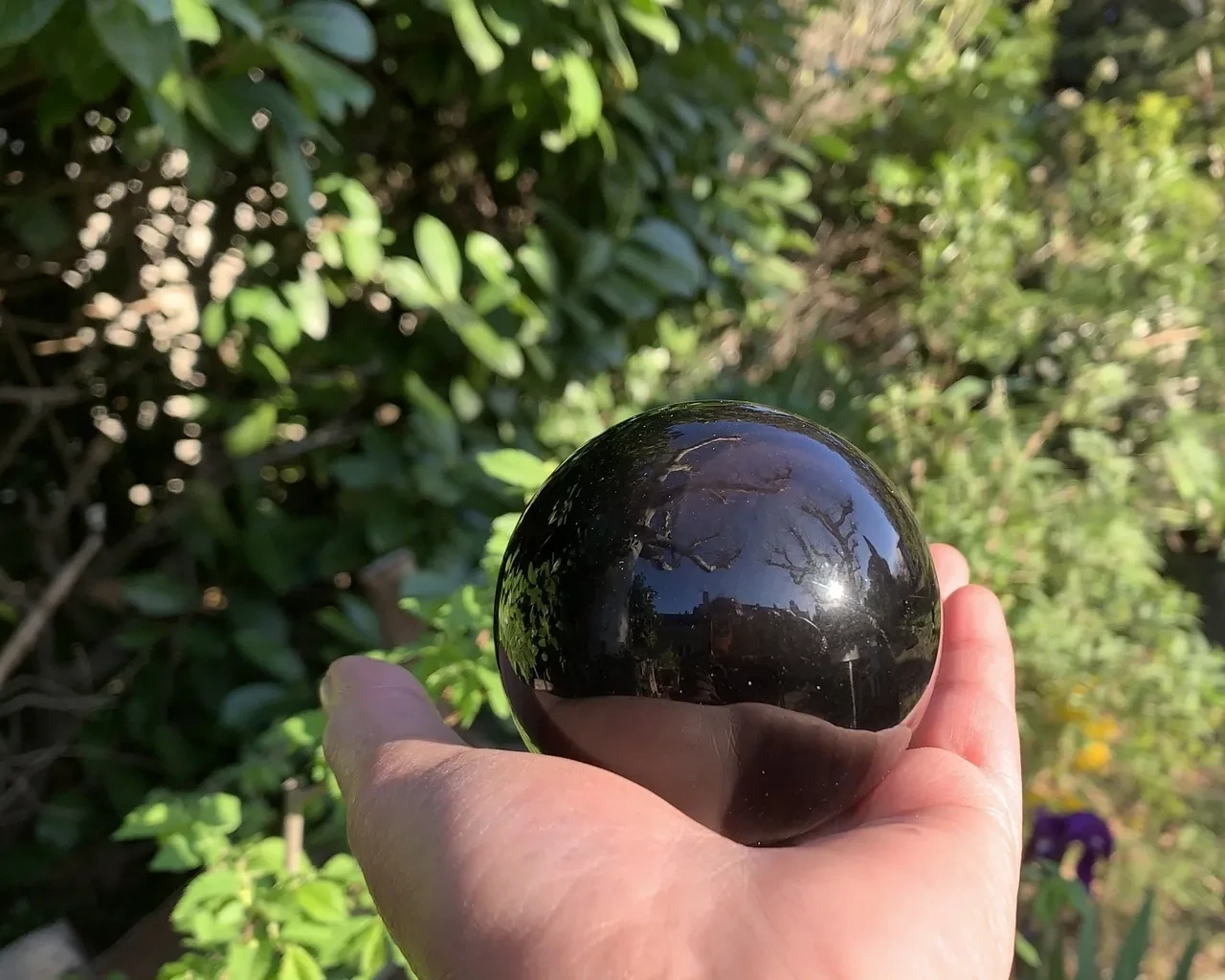 Sphère Obsidienne Noire AA (68 mm - 422 g) Mexique - Pierre Naturelle Qualité Supérieure