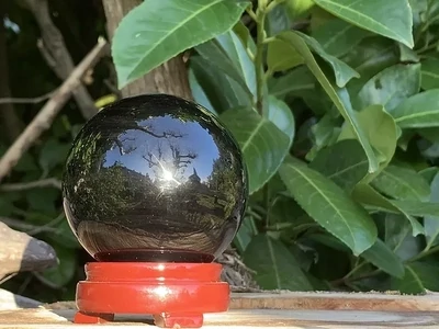 Sphère Obsidienne Noire AA (68 mm - 422 g) Mexique - Pierre Naturelle Qualité Supérieure