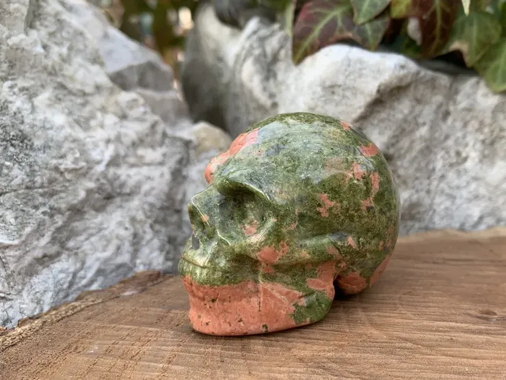 Crâne Unakite A+ (50 mm) Pierre Naturelle Afrique du sud