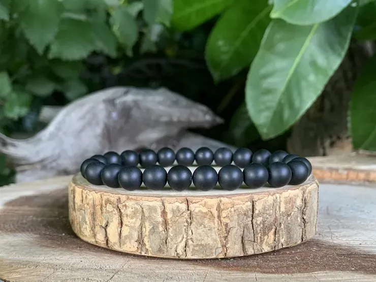 Bracelet Agate Noire matte