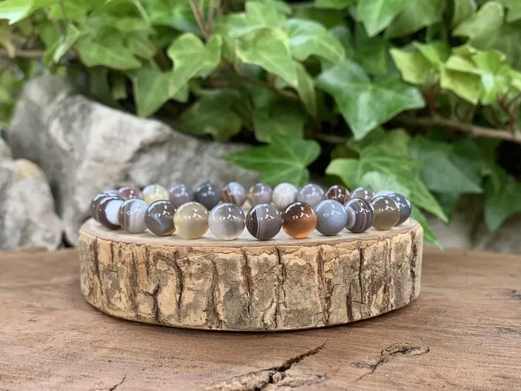 Bracelet perles naturelles 8 mm Agate du Botswana
